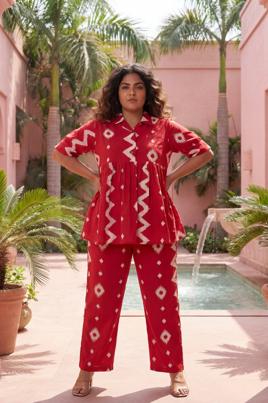 Crimson Diamond Red Cotton Co-ord Set — image 11