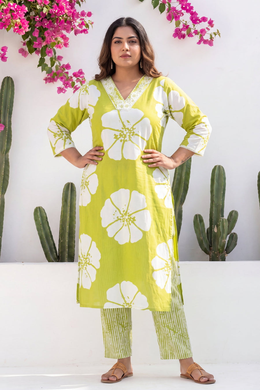 Almondbloom Lime Floral Cotton Suit Set — image 6