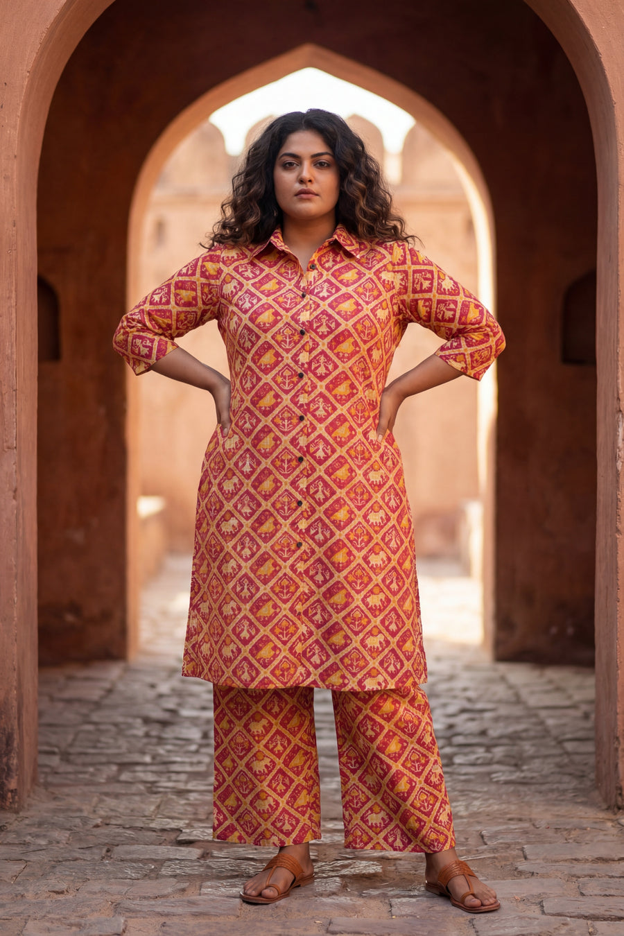 Jewel Tone Heritage Maroon Cotton Co-ord Set — image 8