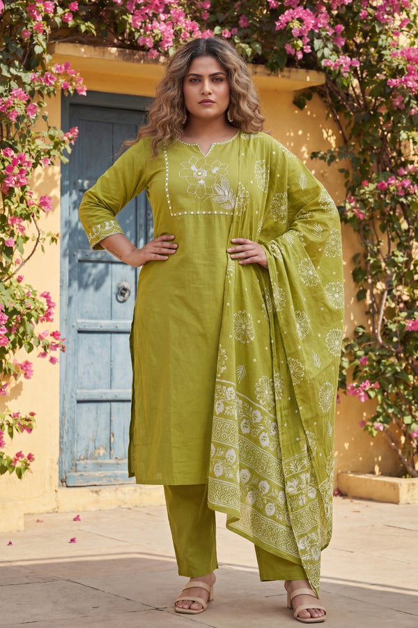 Evergreen Whisper Cotton Kurta Dupatta Set
