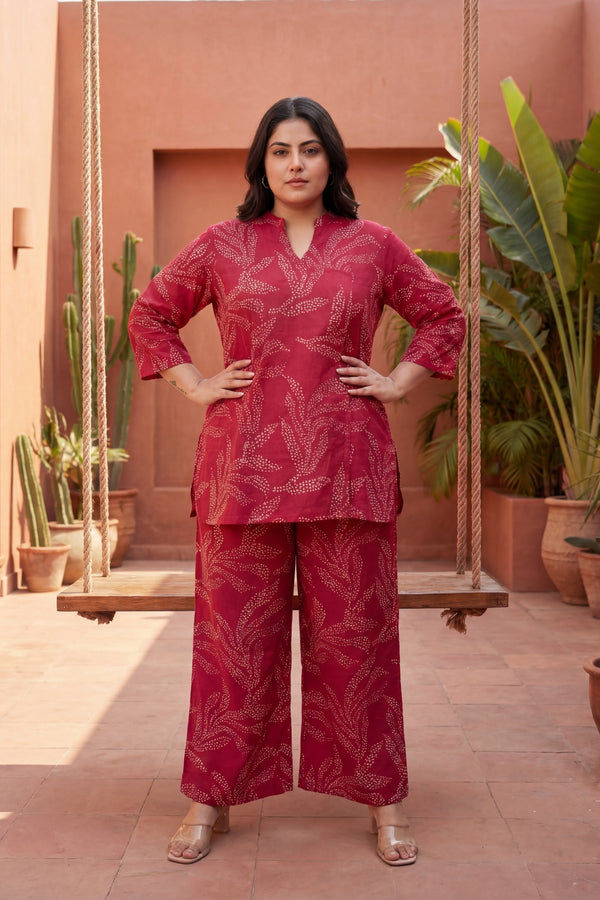 Ruby Essence Cotton Angrakha Co-ord Set