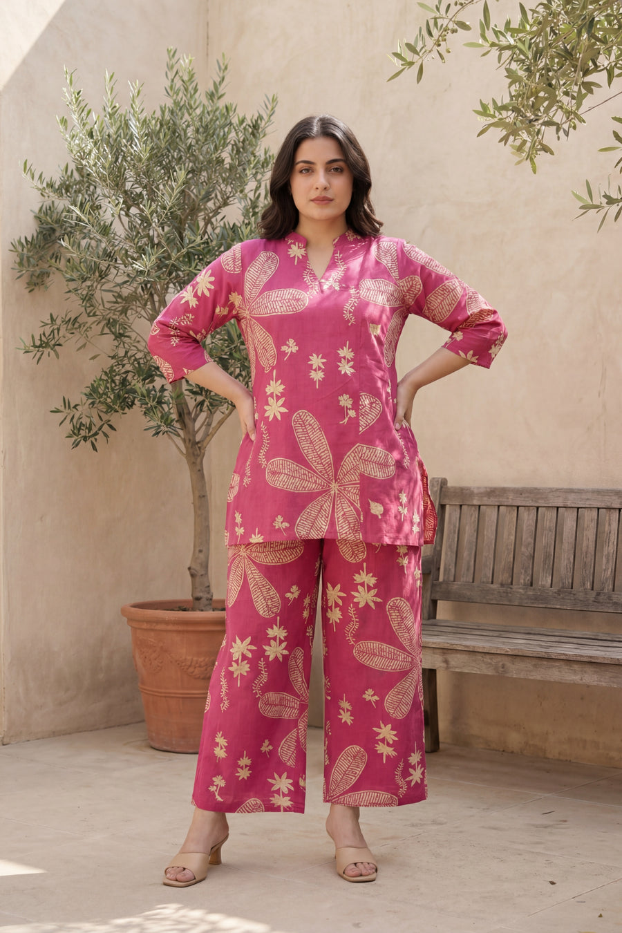 Rose Garden Deep Pink Cotton Angrakha Co-ord Set — image 7