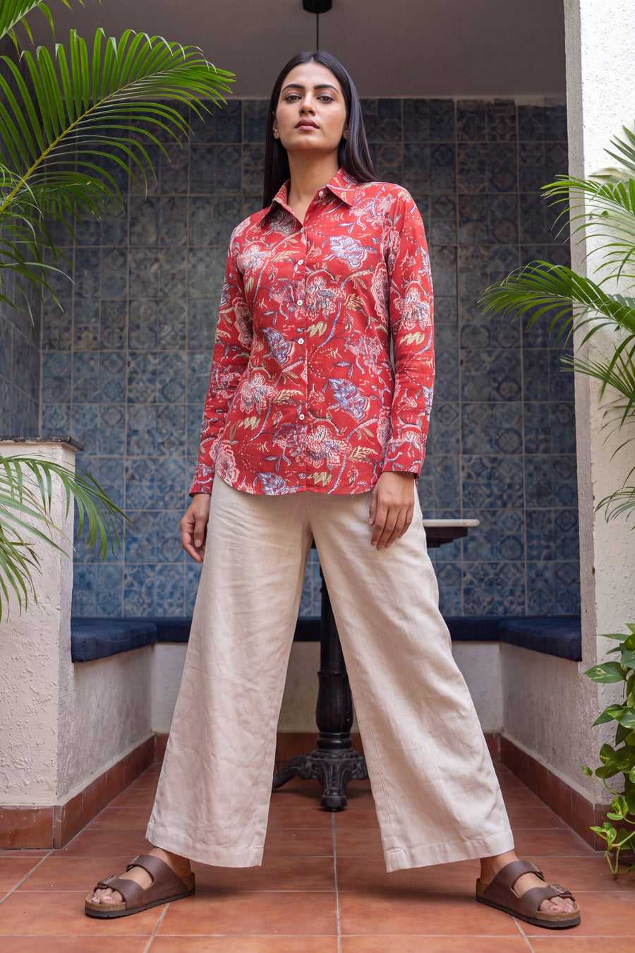 Poppy Red Cotton Shirt — image 5