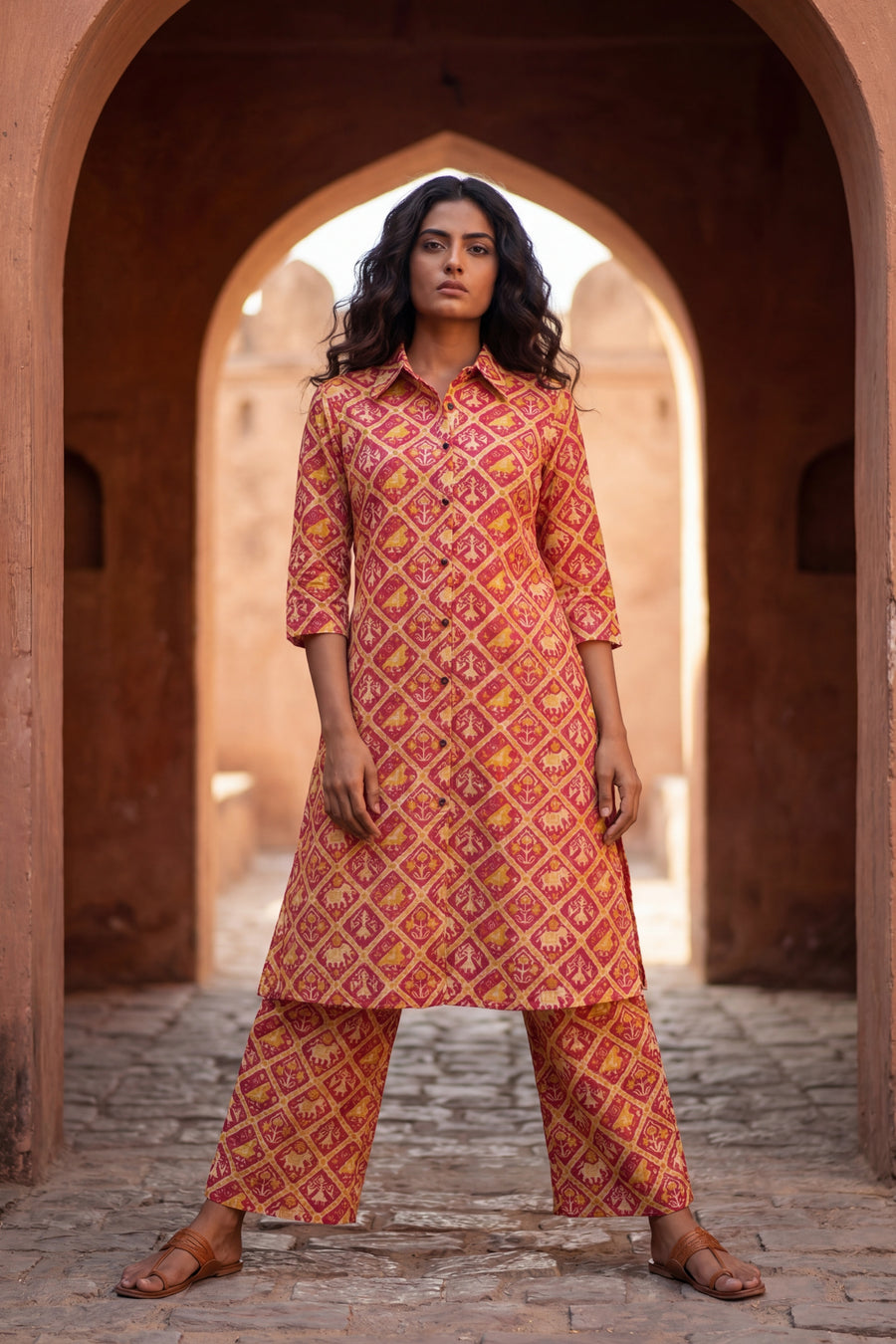 Jewel Tone Heritage Maroon Cotton Co-ord Set — image 10