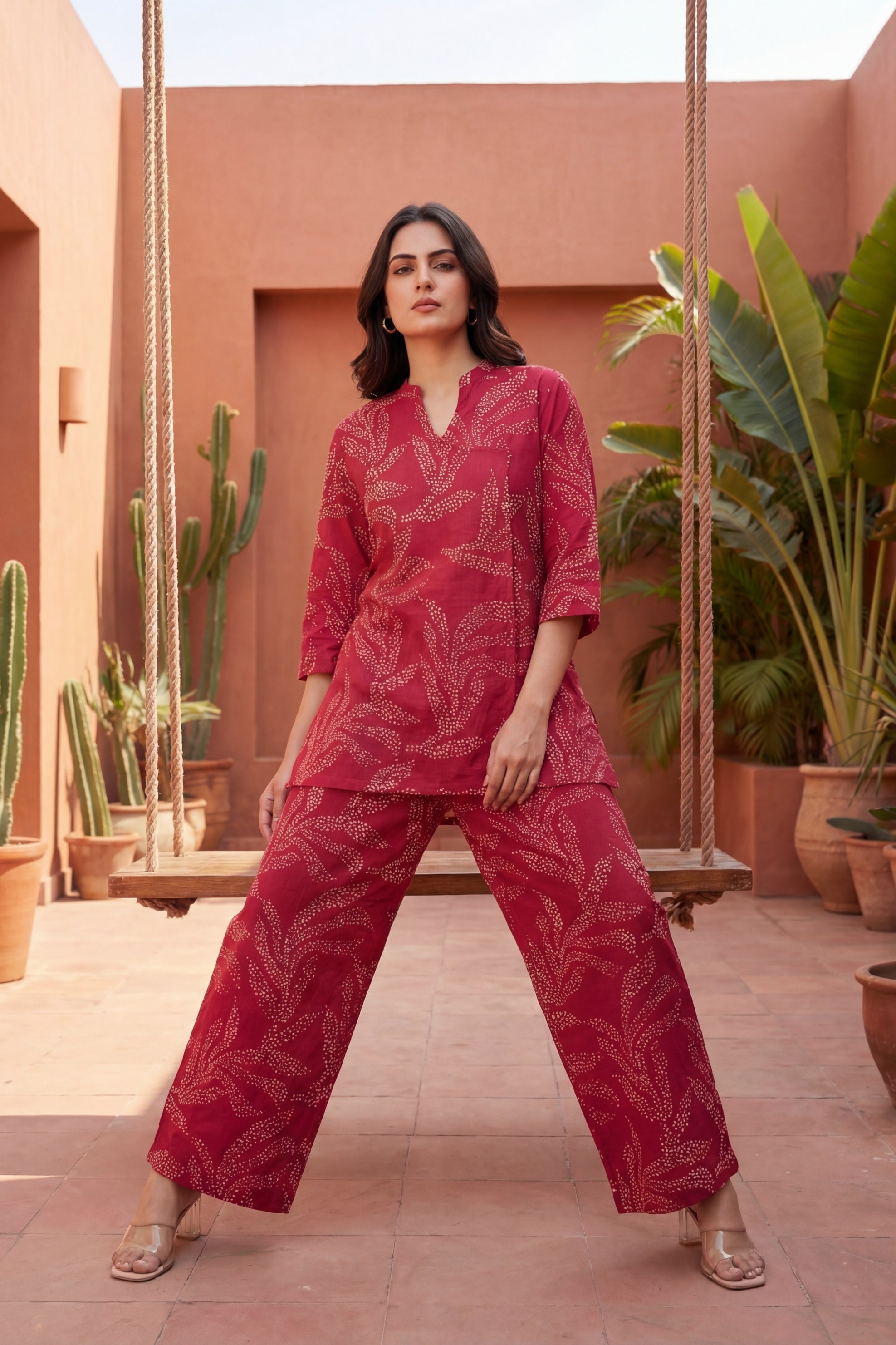 Ruby Essence Cotton Angrakha Co-ord Set - Me&My