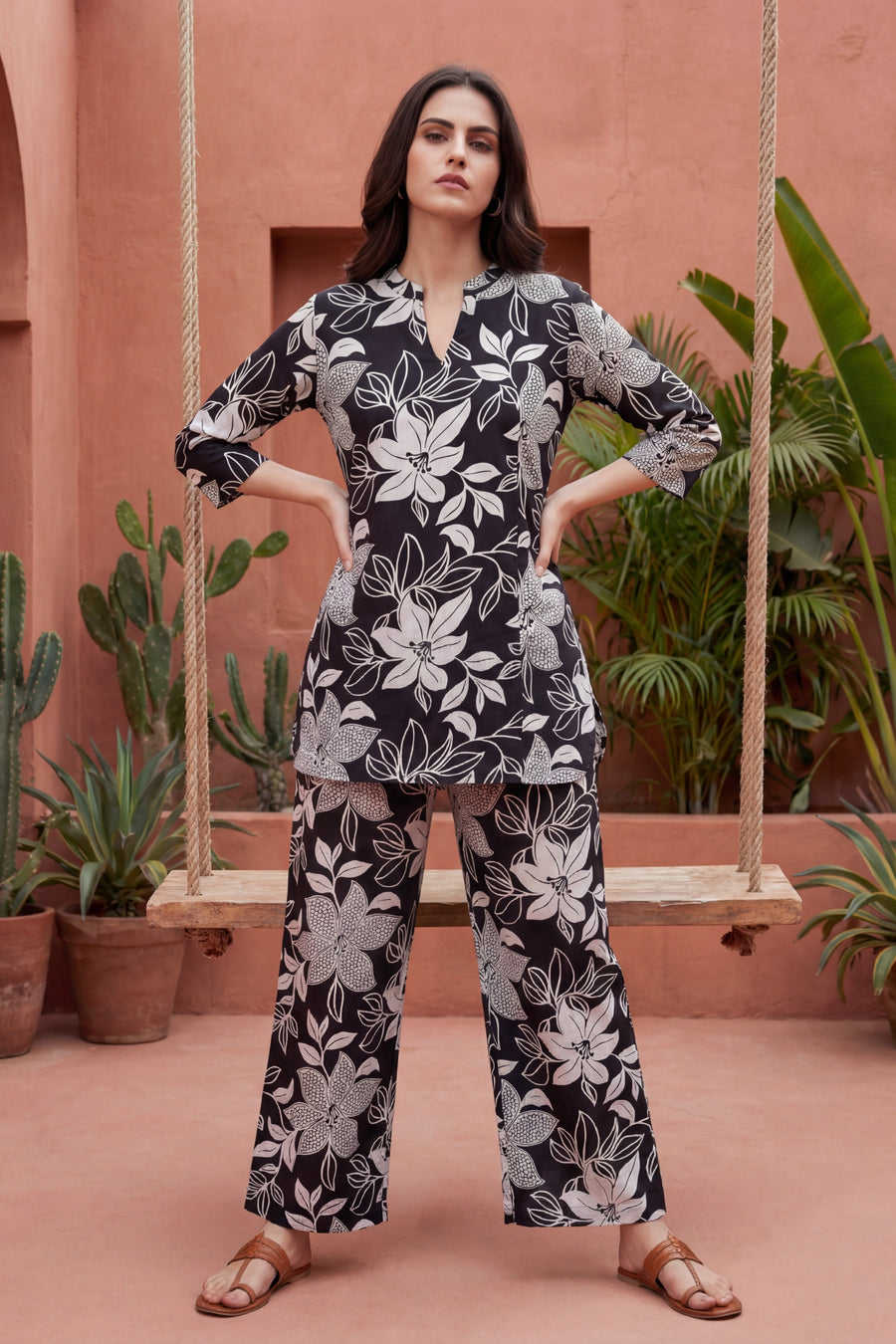 Dark Florescence Cotton Angrakha Co-ord Set — image 9