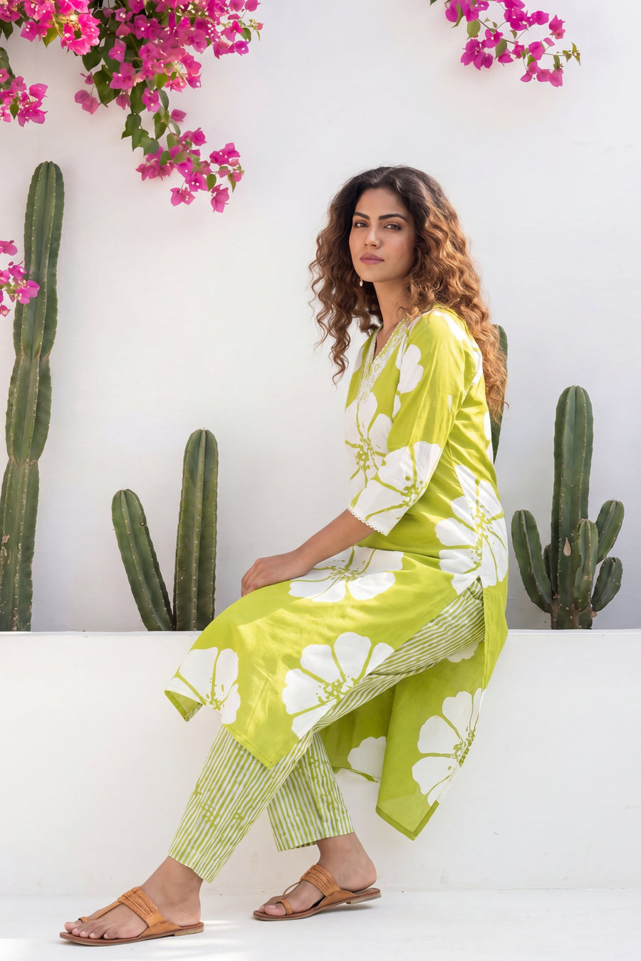 Almondbloom Lime Floral Cotton Suit Set — image 5