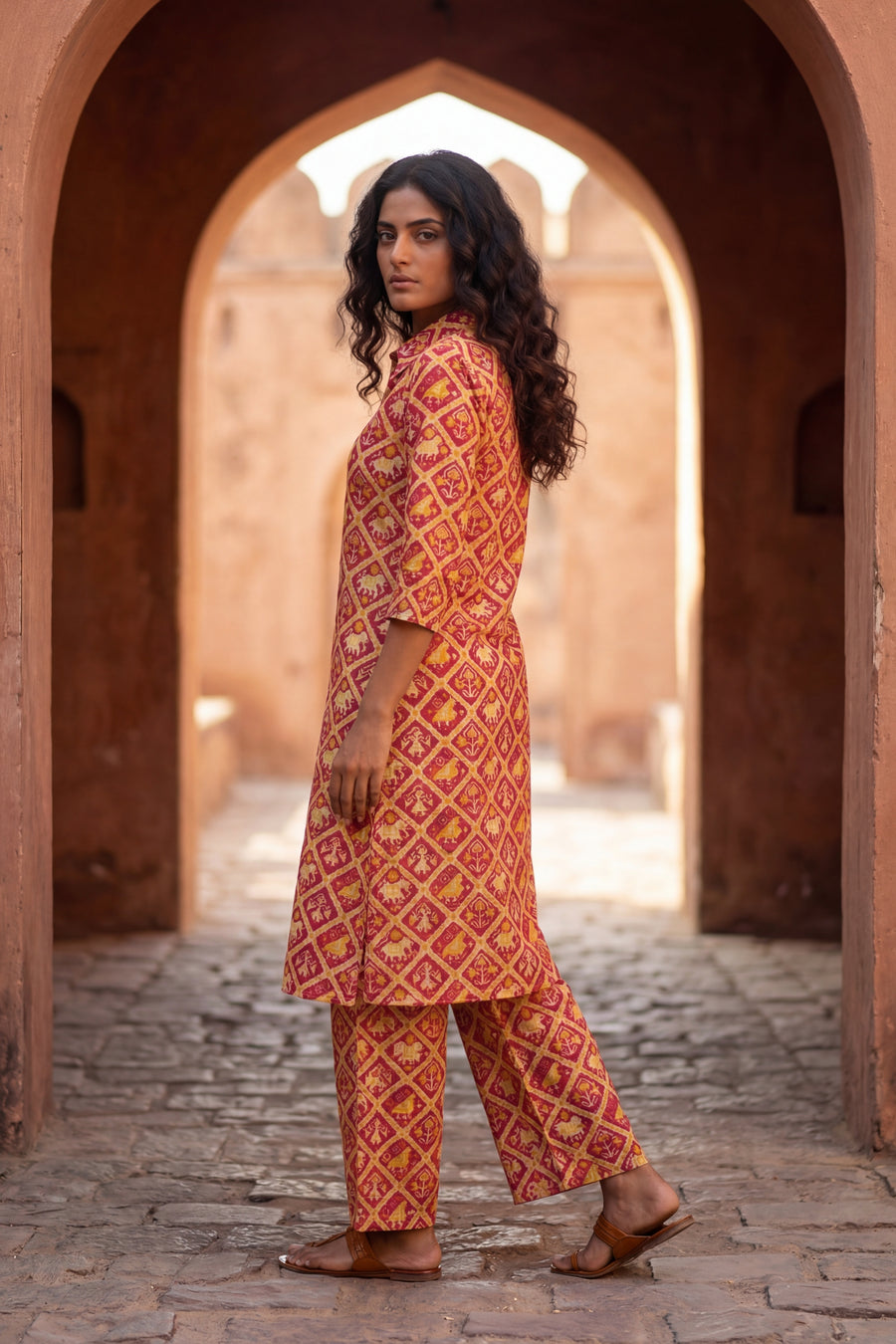 Jewel Tone Heritage Maroon Cotton Co-ord Set — image 9