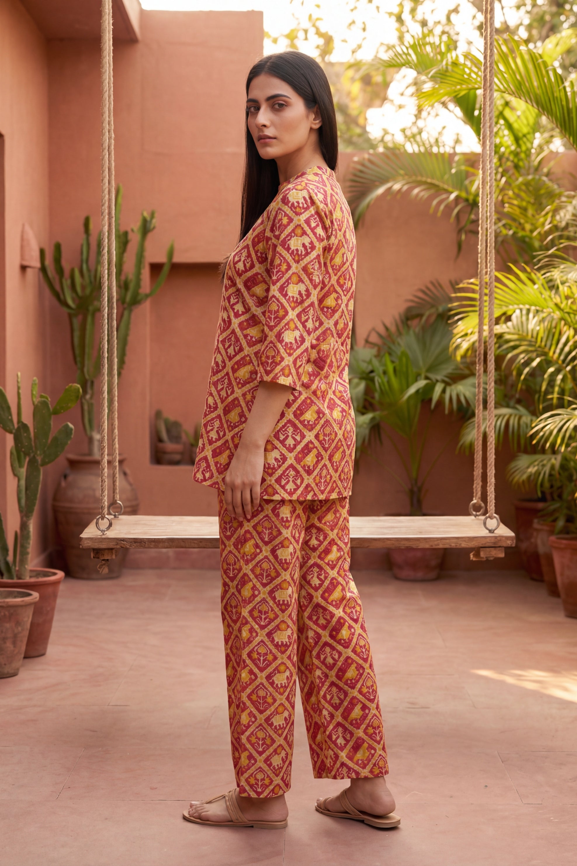 Scarlet Heirloom Cotton Angrakha Co-ord Set - Me&My