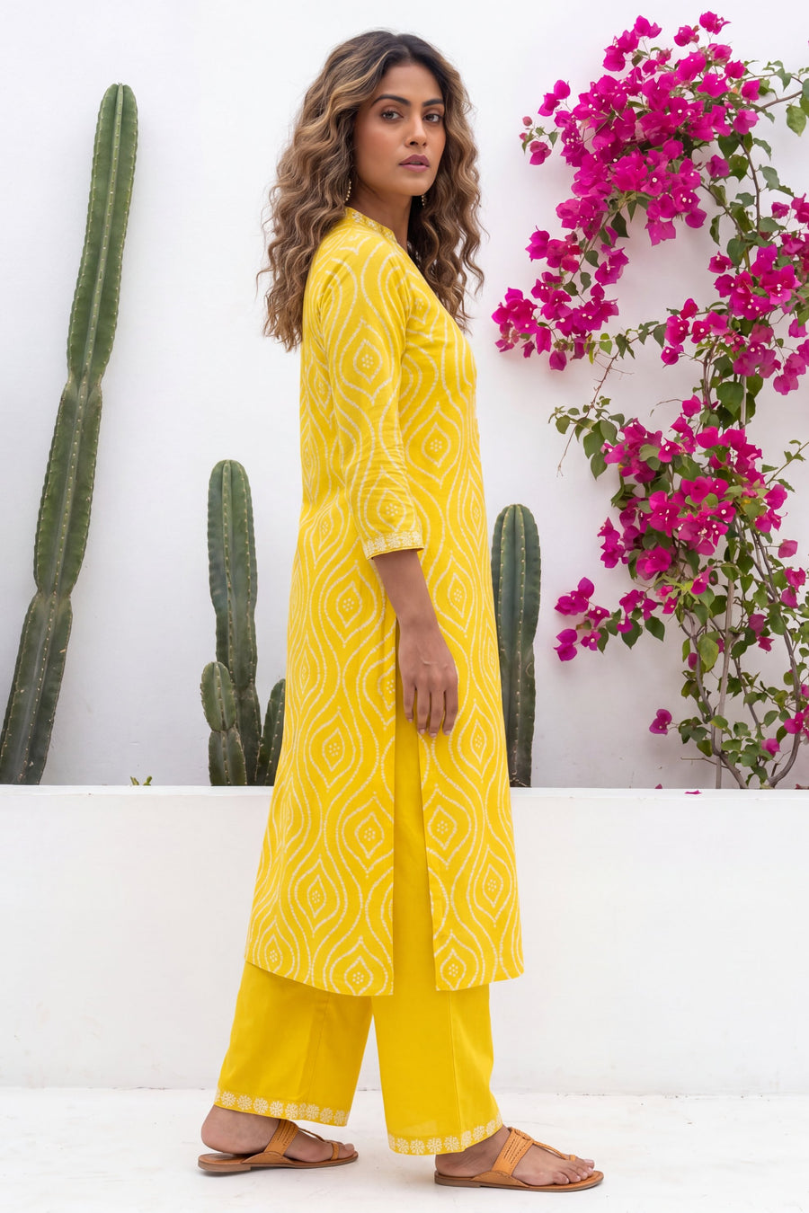 Harvest Fog Saffron Geometric Diamond Cotton Suit Set — image 5