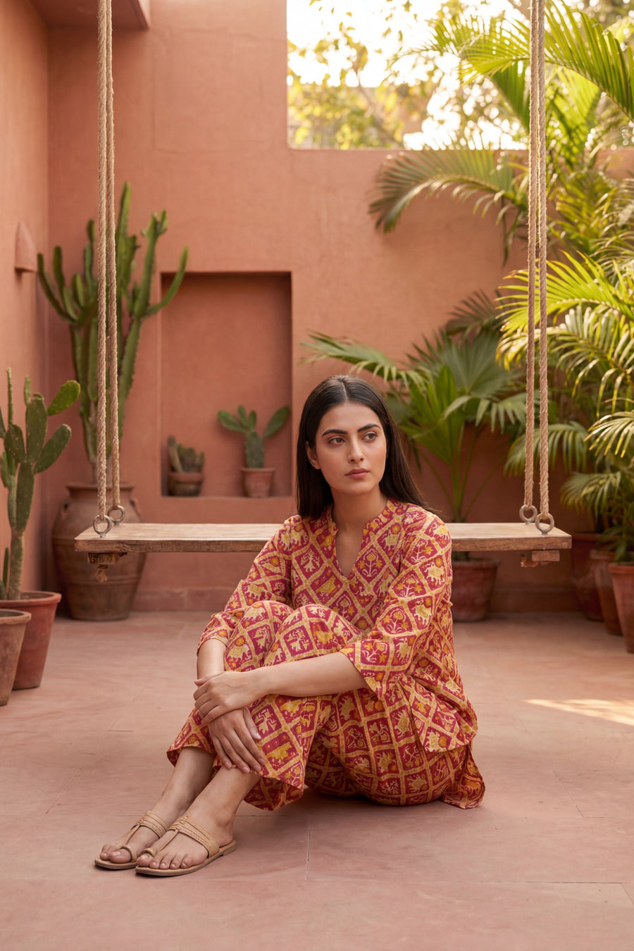 Scarlet Heirloom Cotton Angrakha Co-ord Set — image 5