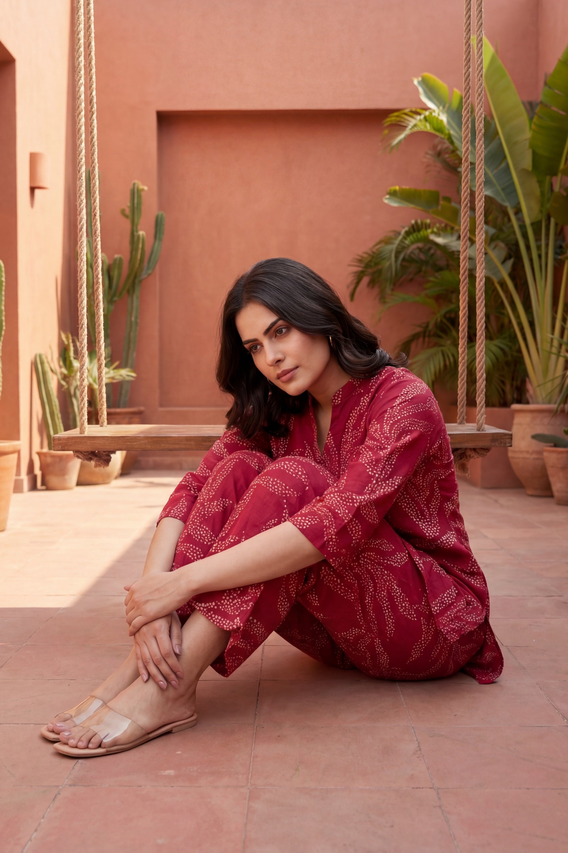 Ruby Essence Cotton Angrakha Co-ord Set - Me&My