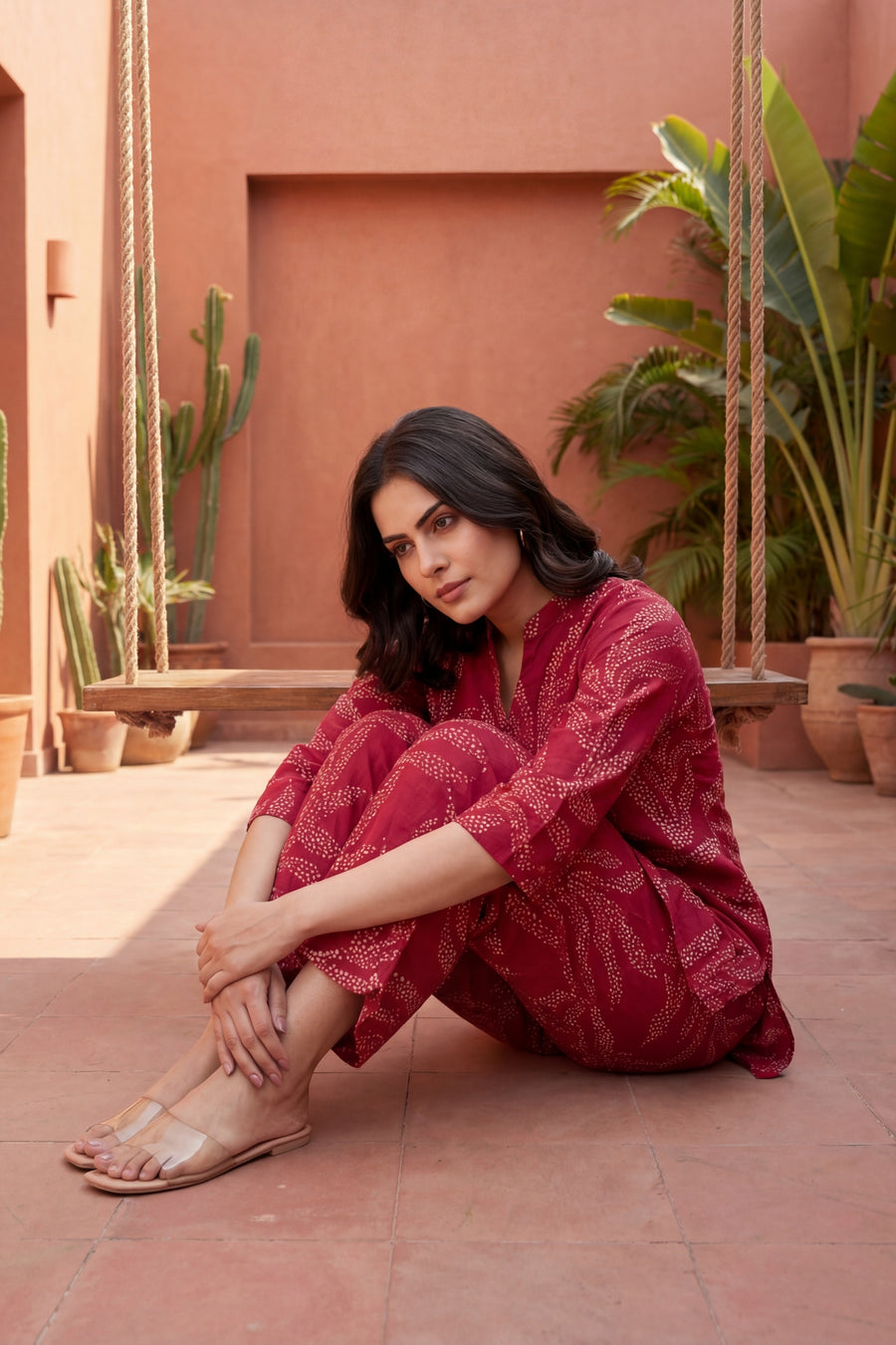 Ruby Essence Cotton Angrakha Co-ord Set — image 9