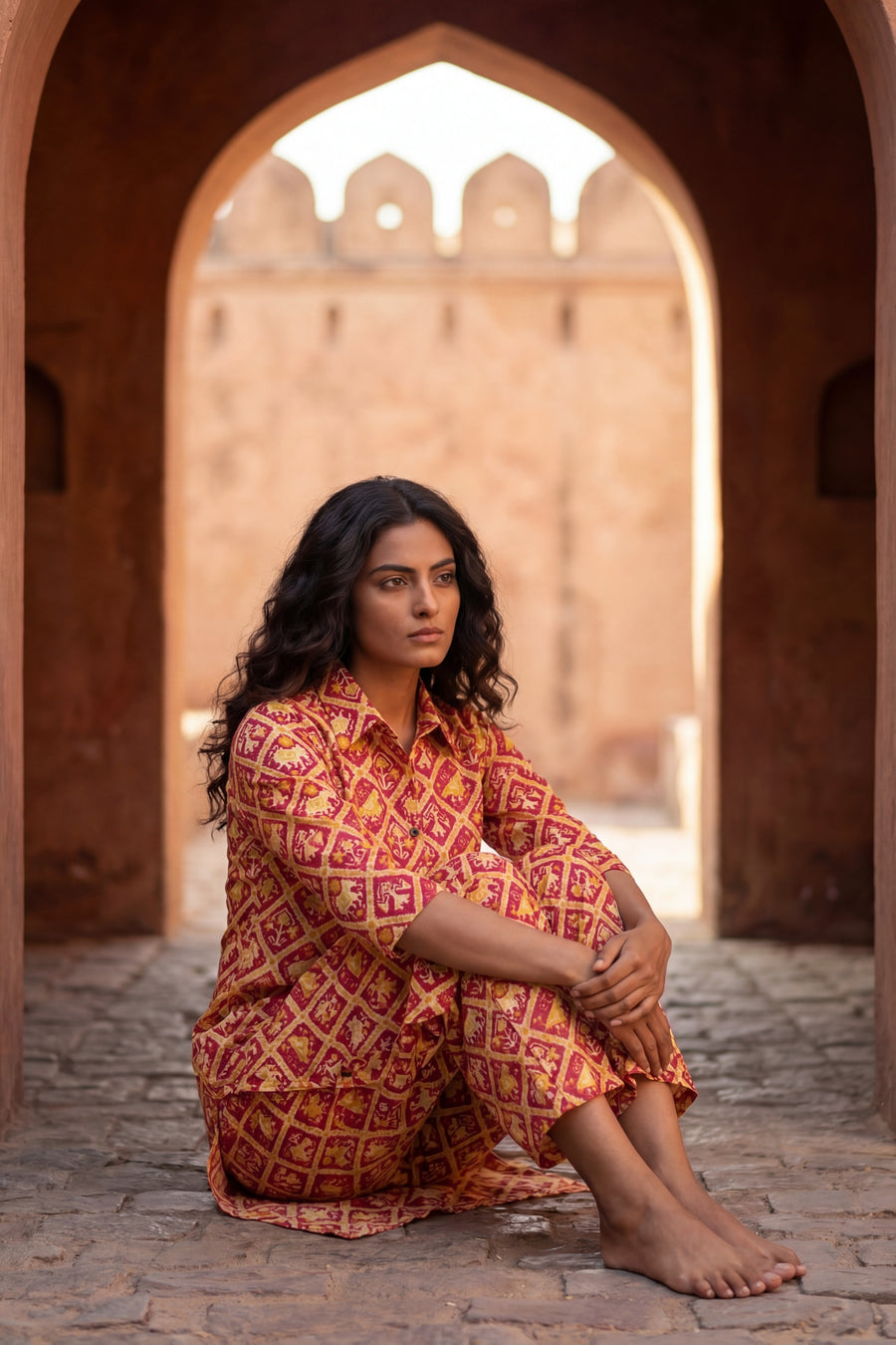 Jewel Tone Heritage Maroon Cotton Co-ord Set — image 11