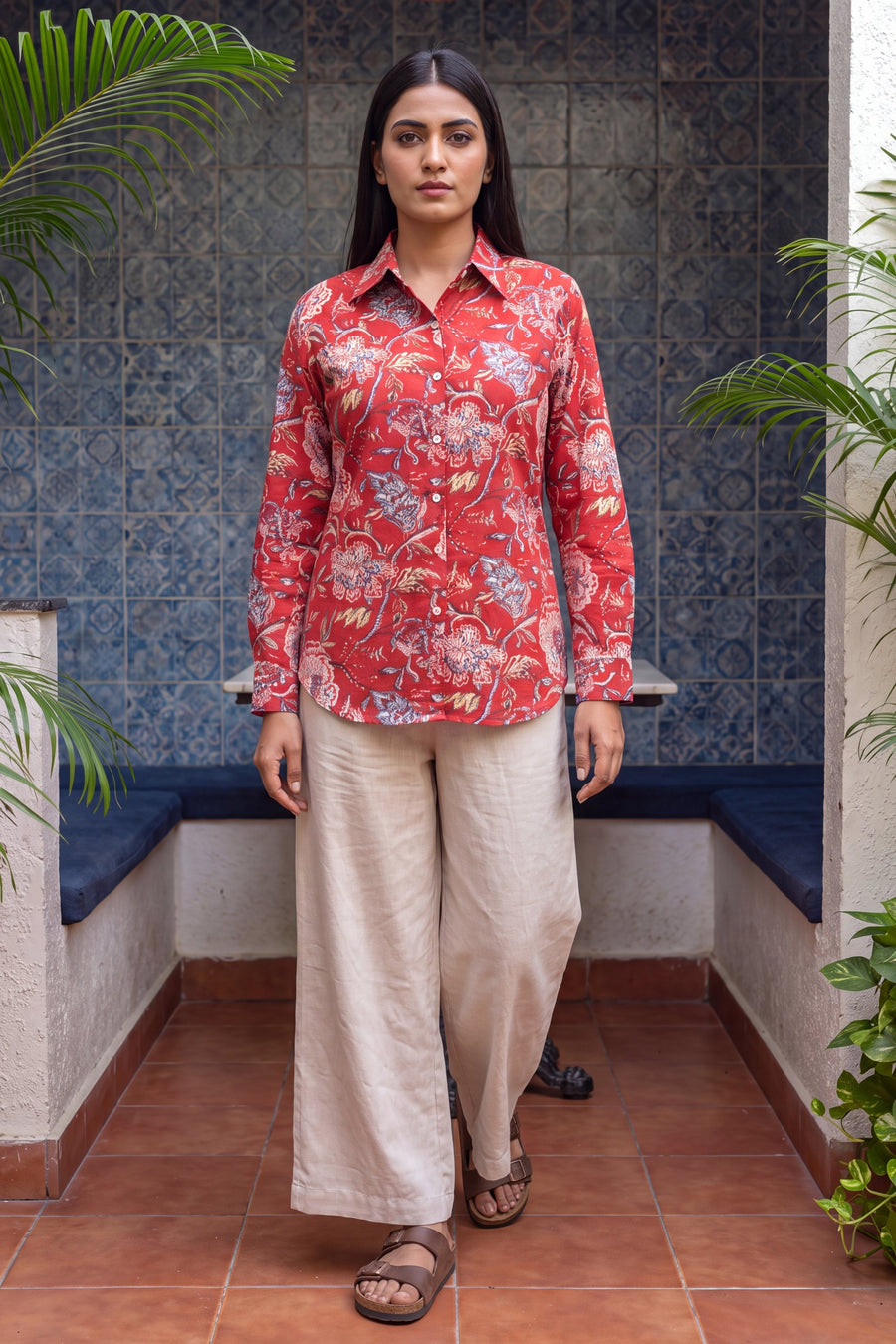 Poppy Red Cotton Shirt — image 8