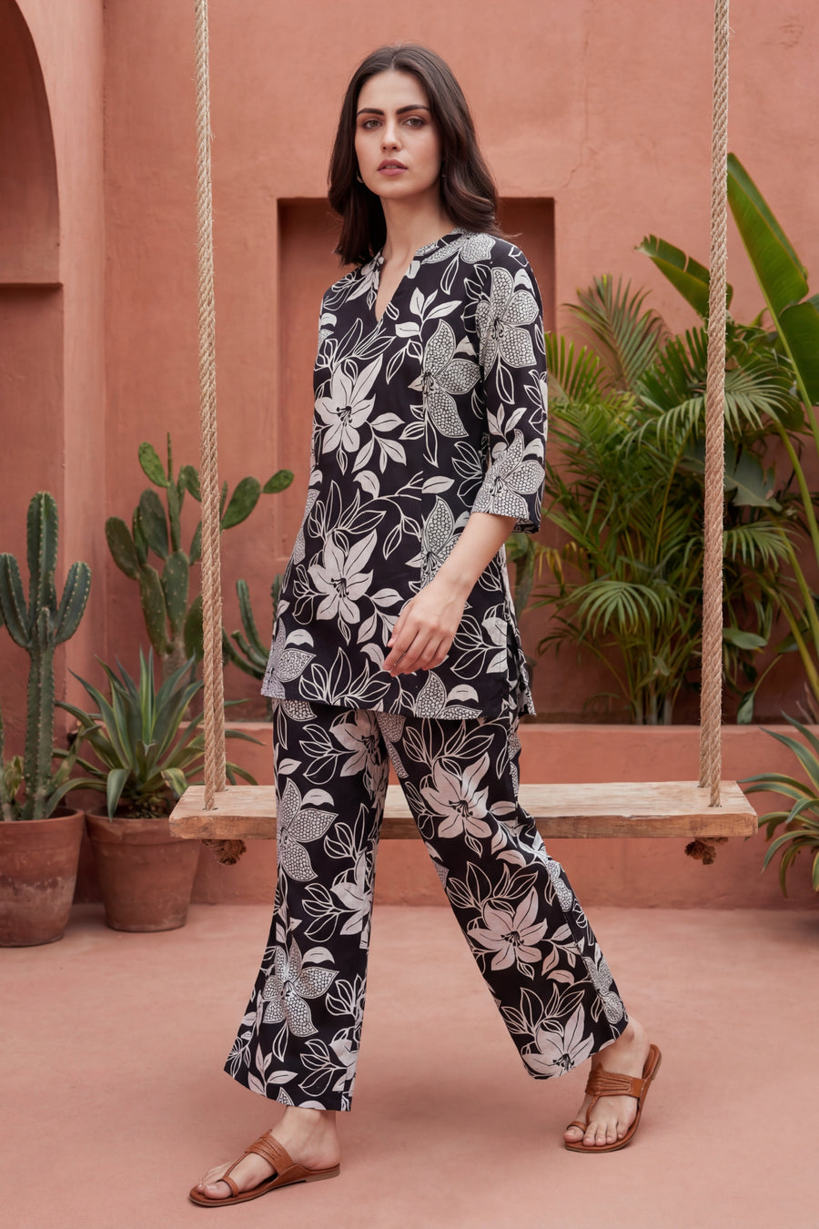 Dark Florescence Cotton Angrakha Co-ord Set — image 4