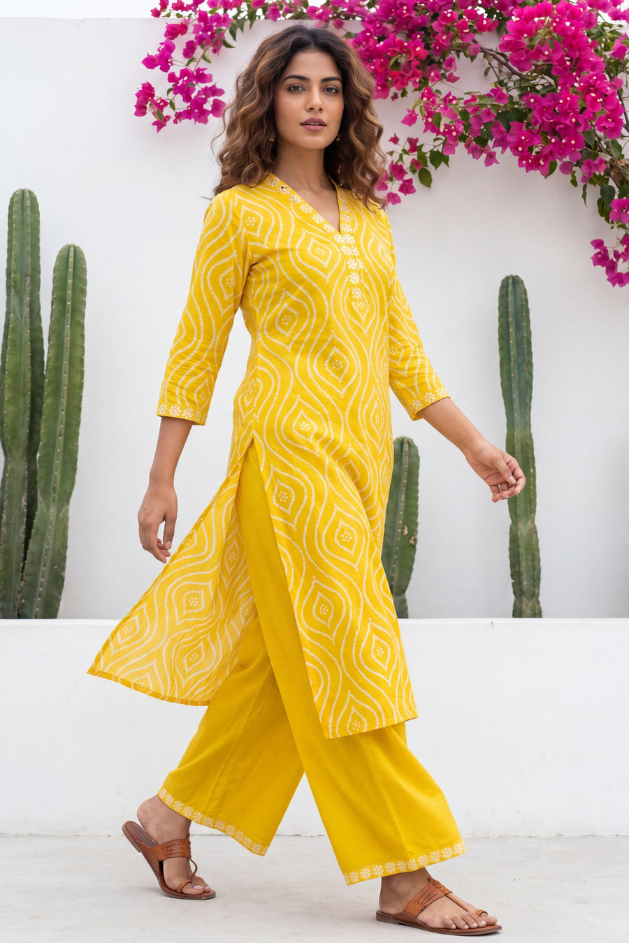 Harvest Fog Saffron Geometric Diamond Cotton Suit Set — image 8
