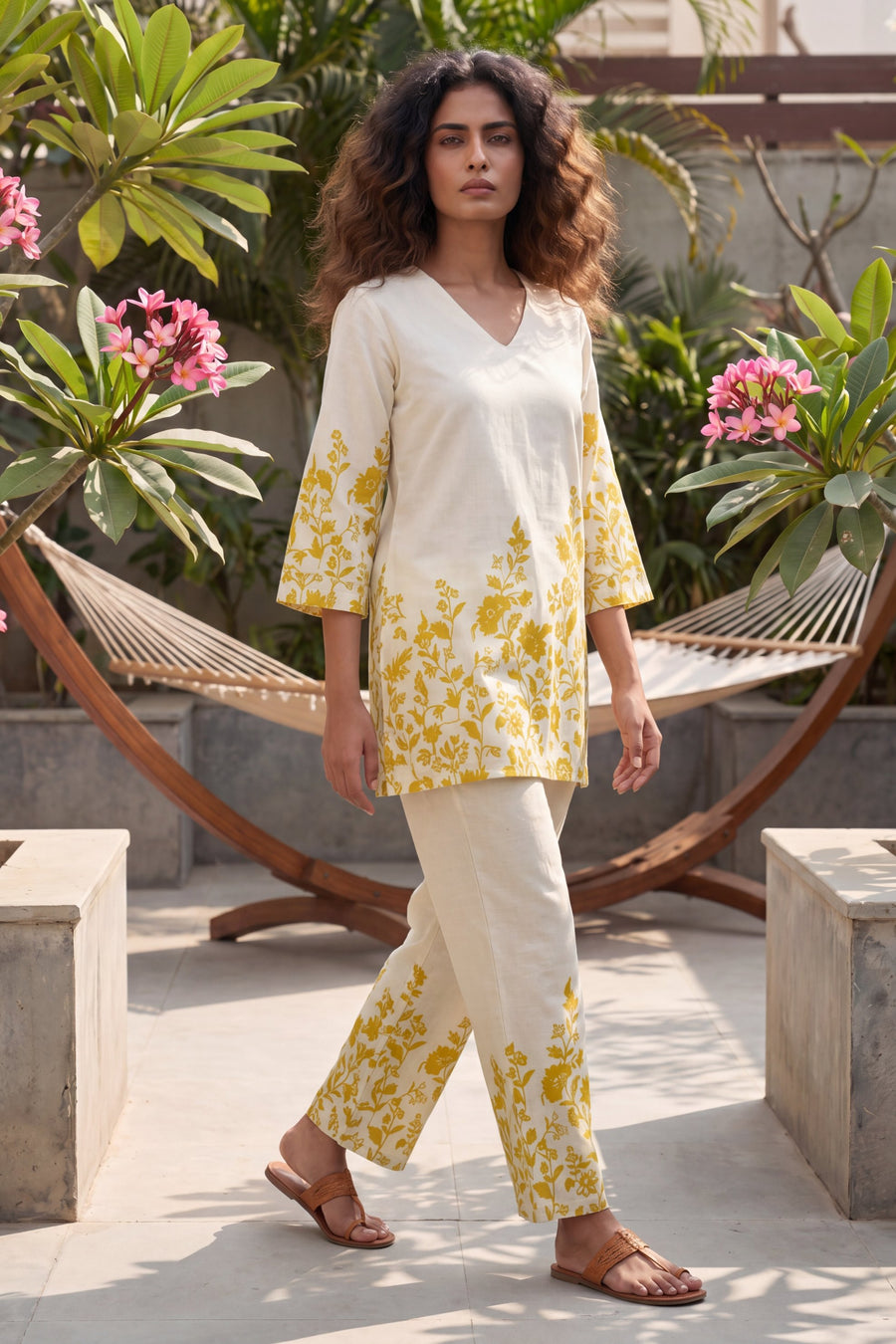 Henna Grove Ivory Botanical Floral Cotton Co-ord Set — image 13