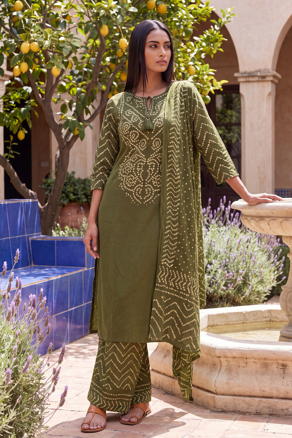 Fern Market Green Cotton Suit Set