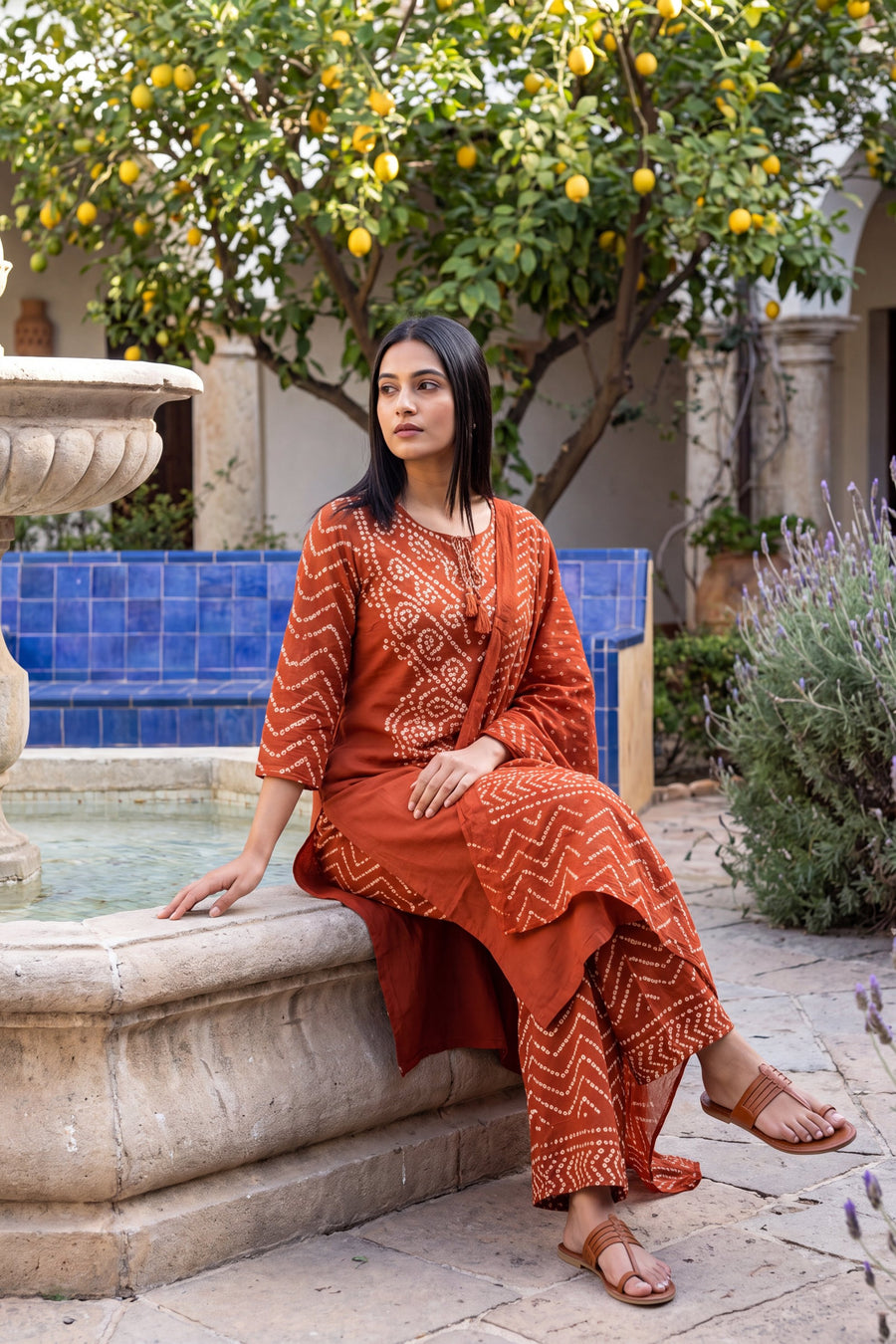Marigold Market Orange Cotton Suit Set — image 2