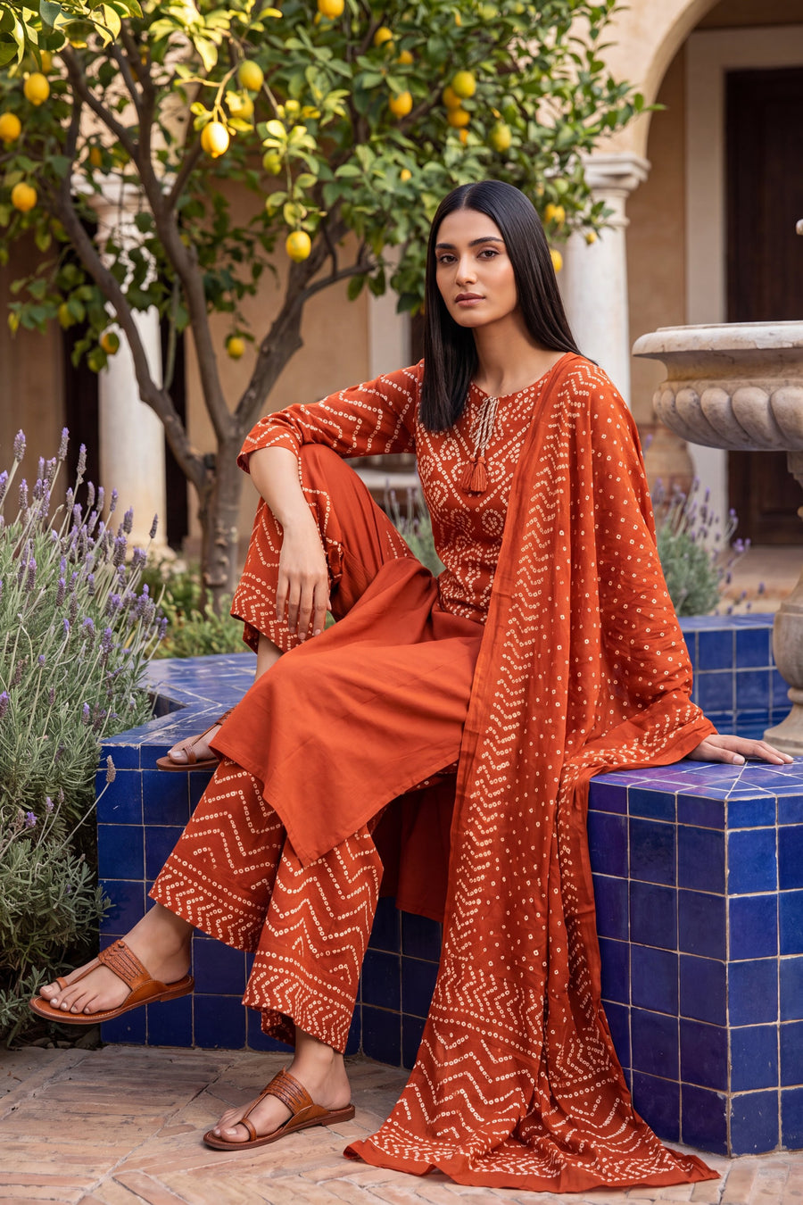 Marigold Market Orange Cotton Suit Set — image 4