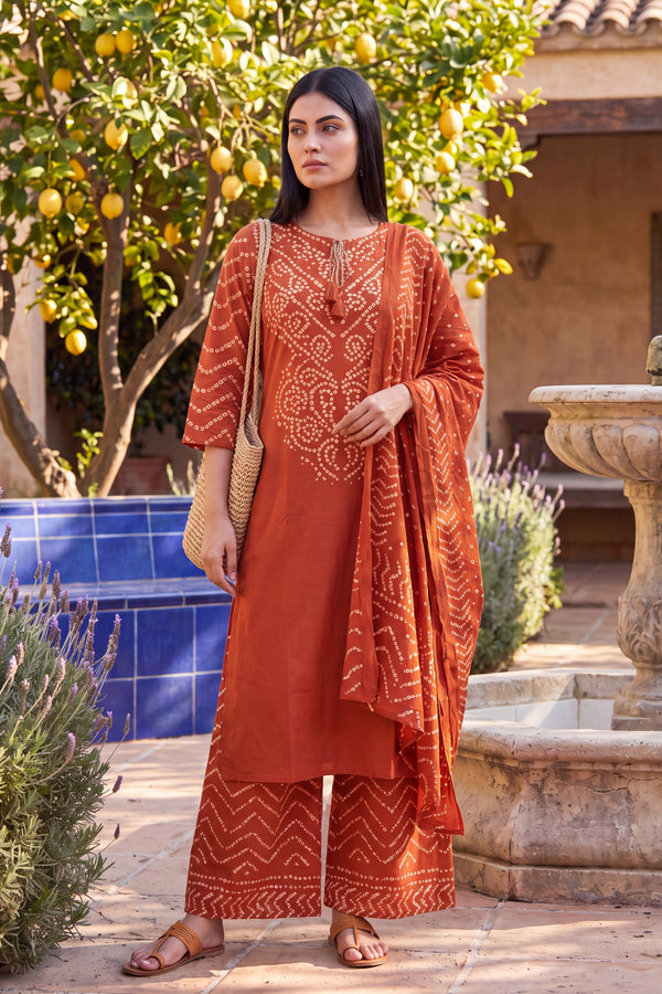 Marigold Market Orange Cotton Suit Set