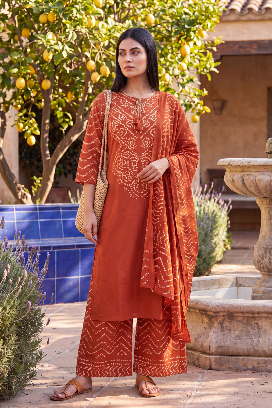 Marigold Market Orange Cotton Suit Set — image 5