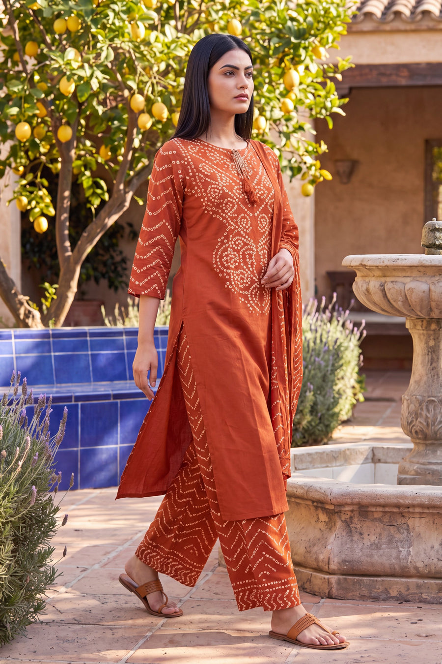 Marigold Market Orange Cotton Suit Set — image 6