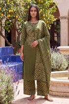 Fern Market Green Cotton Suit Set