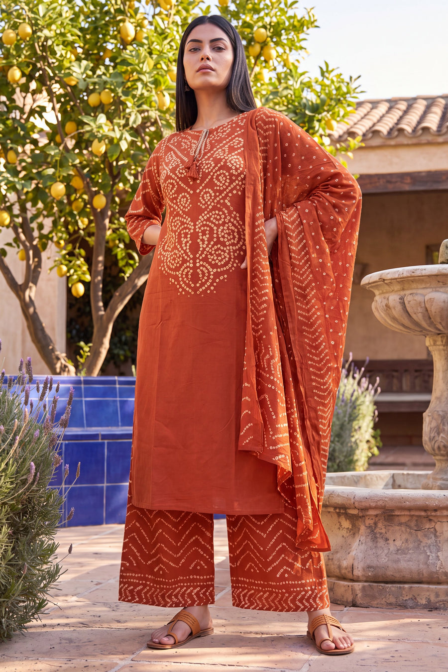 Marigold Market Orange Cotton Suit Set — image 9