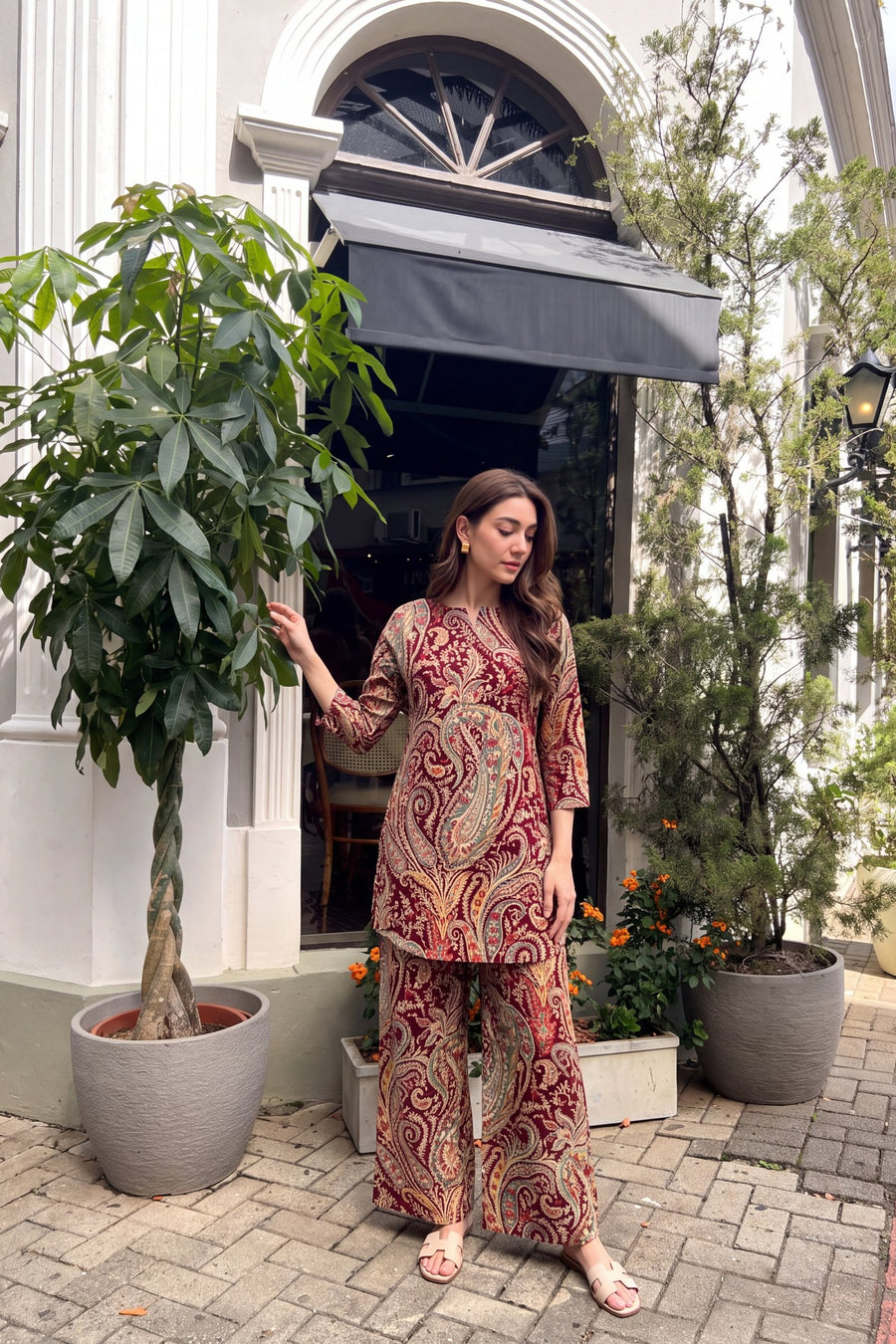 Claret Paisley Cotton Co-ord Set — image 3