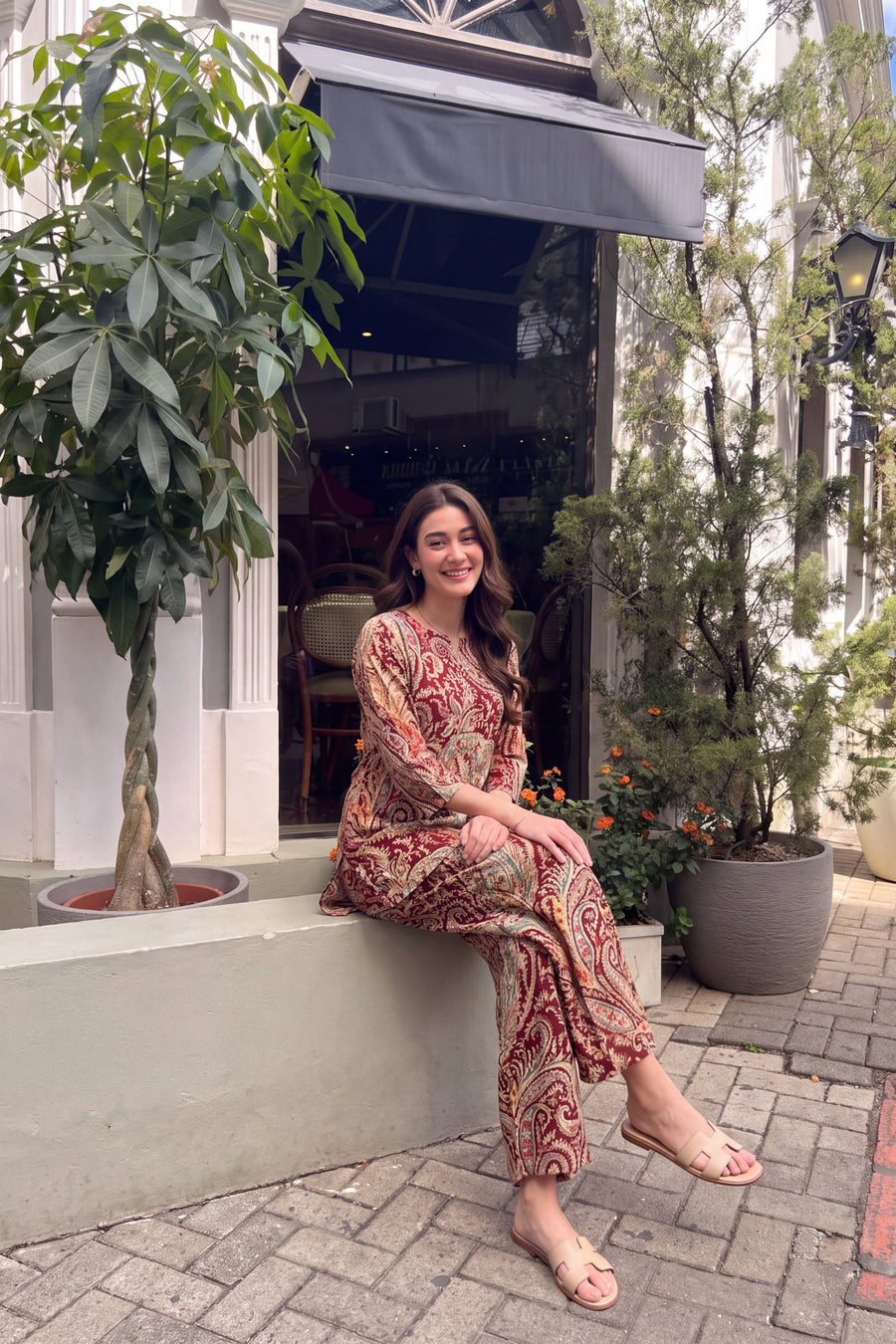 Claret Paisley Cotton Co-ord Set — image 4