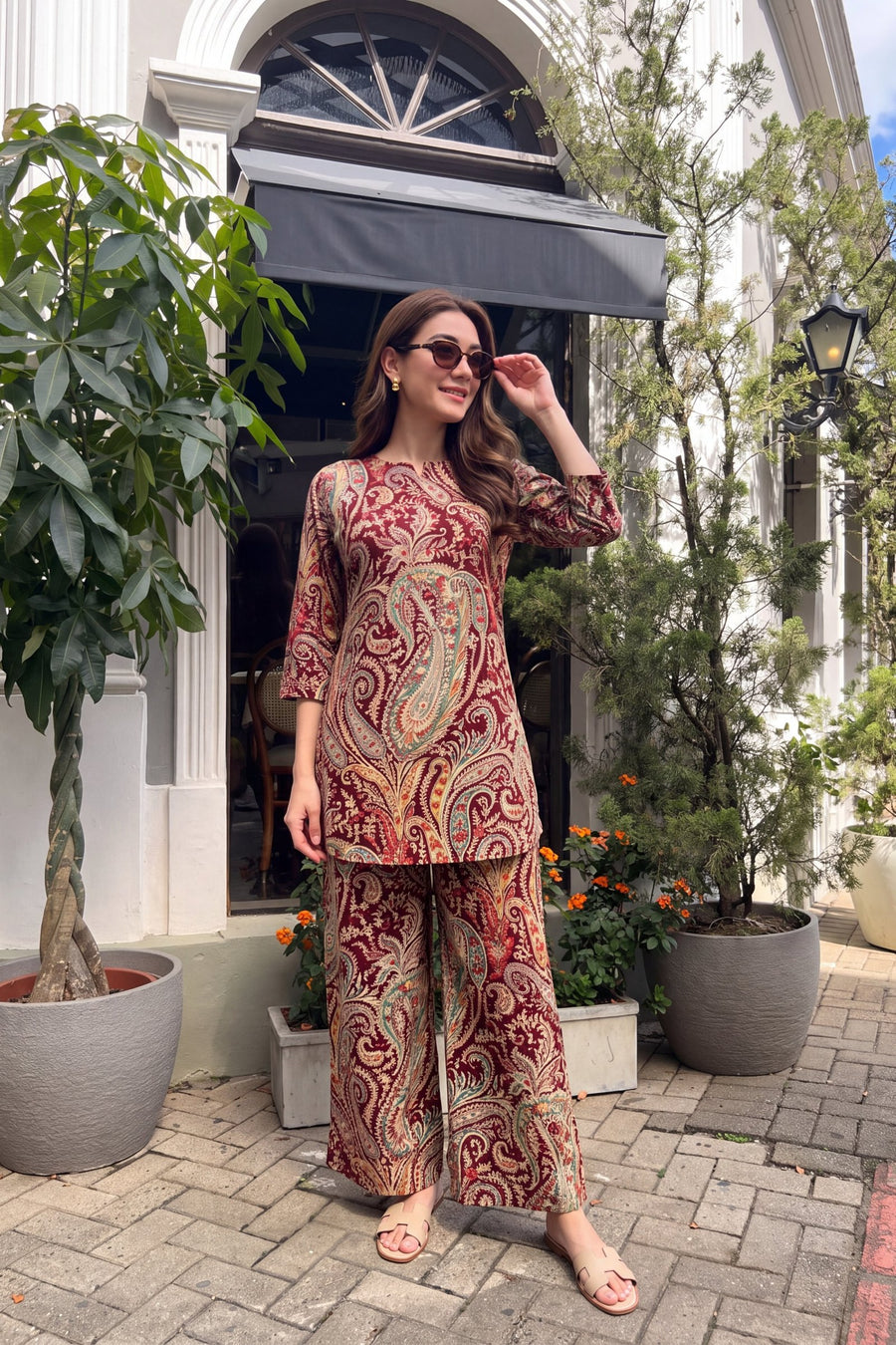 Claret Paisley Cotton Co-ord Set — image 5