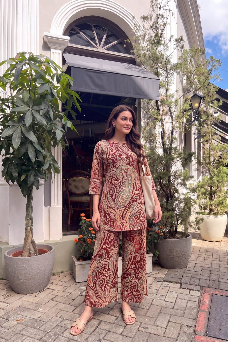 Claret Paisley Cotton Co-ord Set — image 6