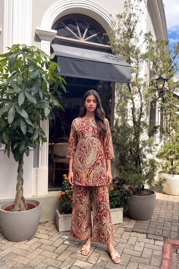 Claret Paisley Cotton Co-ord Set