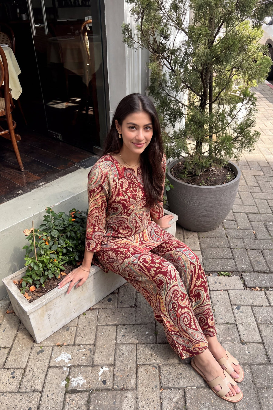 Claret Paisley Cotton Co-ord Set — image 8
