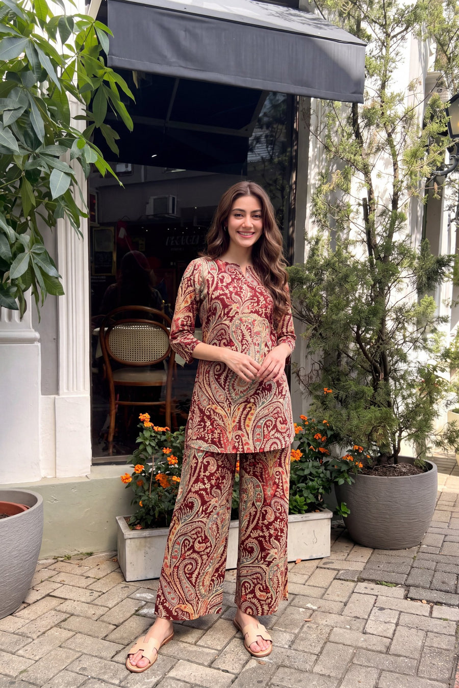 Claret Paisley Cotton Co-ord Set — image 9