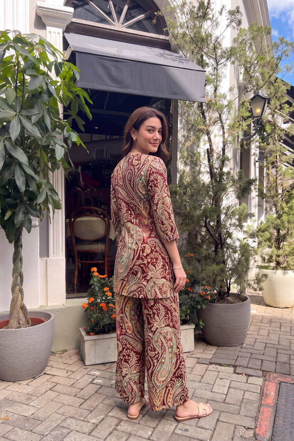 Claret Paisley Cotton Co-ord Set