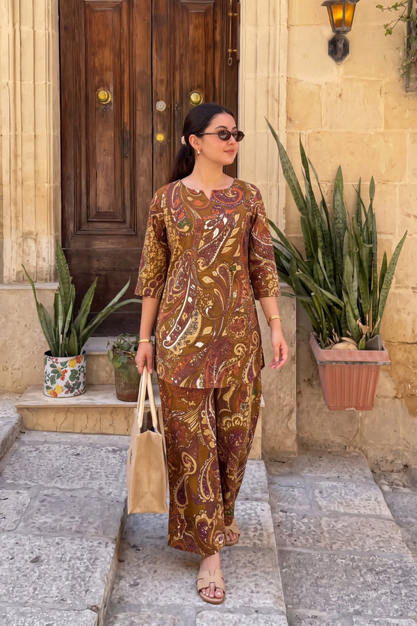 Hazelnut Paisley Cotton Co-ord Set