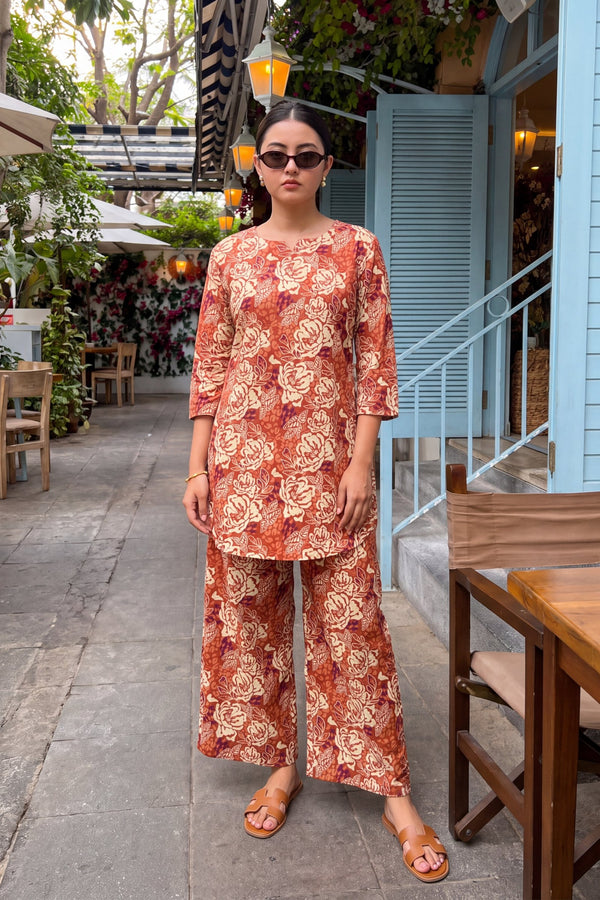 Rust Blossom Cotton Co-ord Set