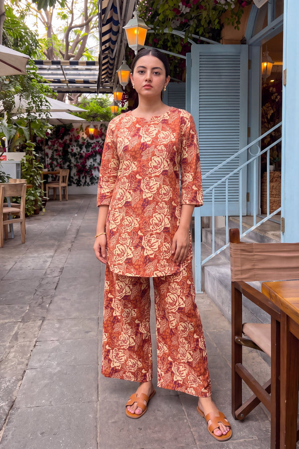 Rust Blossom Cotton Co-ord Set