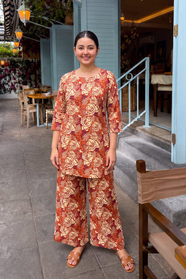 Rust Blossom Cotton Co-ord Set