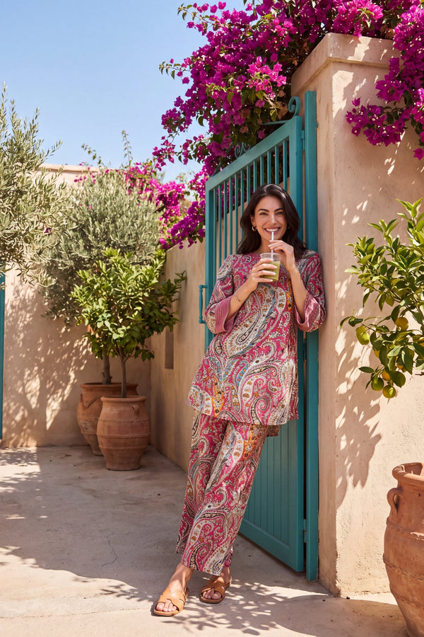 Berry Paisley Cotton Co-ord Set