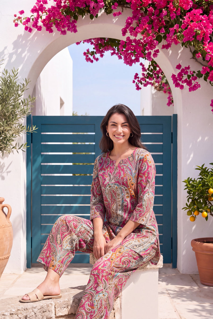 Berry Paisley Cotton Co-ord Set — image 7