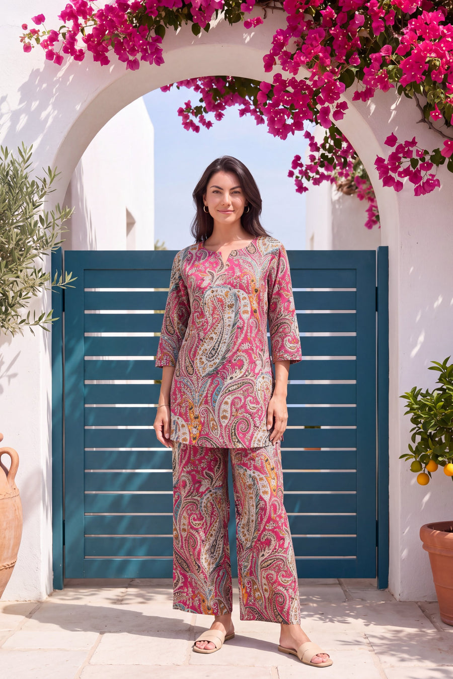 Berry Paisley Cotton Co-ord Set — image 2