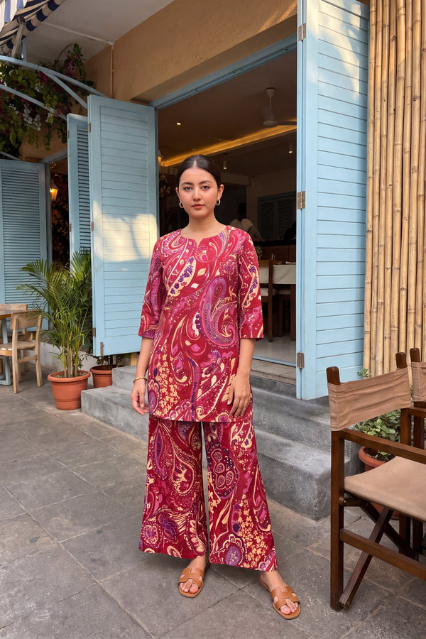 Scarlet Swirl Cotton Co-ord Set