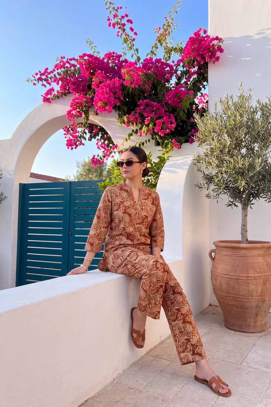 Chestnut Filigree Angrakha Cotton Co-ord Set — image 5