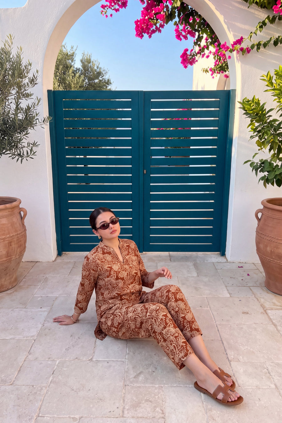 Chestnut Filigree Angrakha Cotton Co-ord Set — image 13