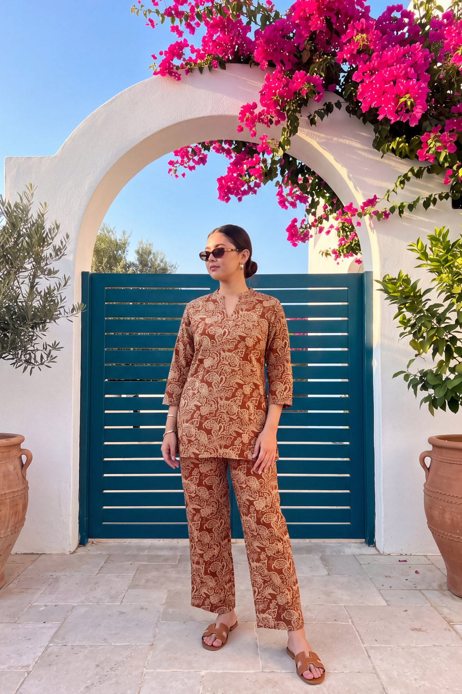 Chestnut Filigree Angrakha Cotton Co-ord Set — image 17