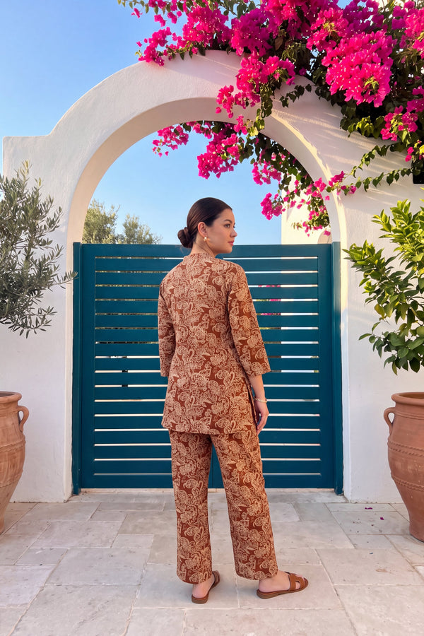 Chestnut Filigree Angrakha Cotton Co-ord Set